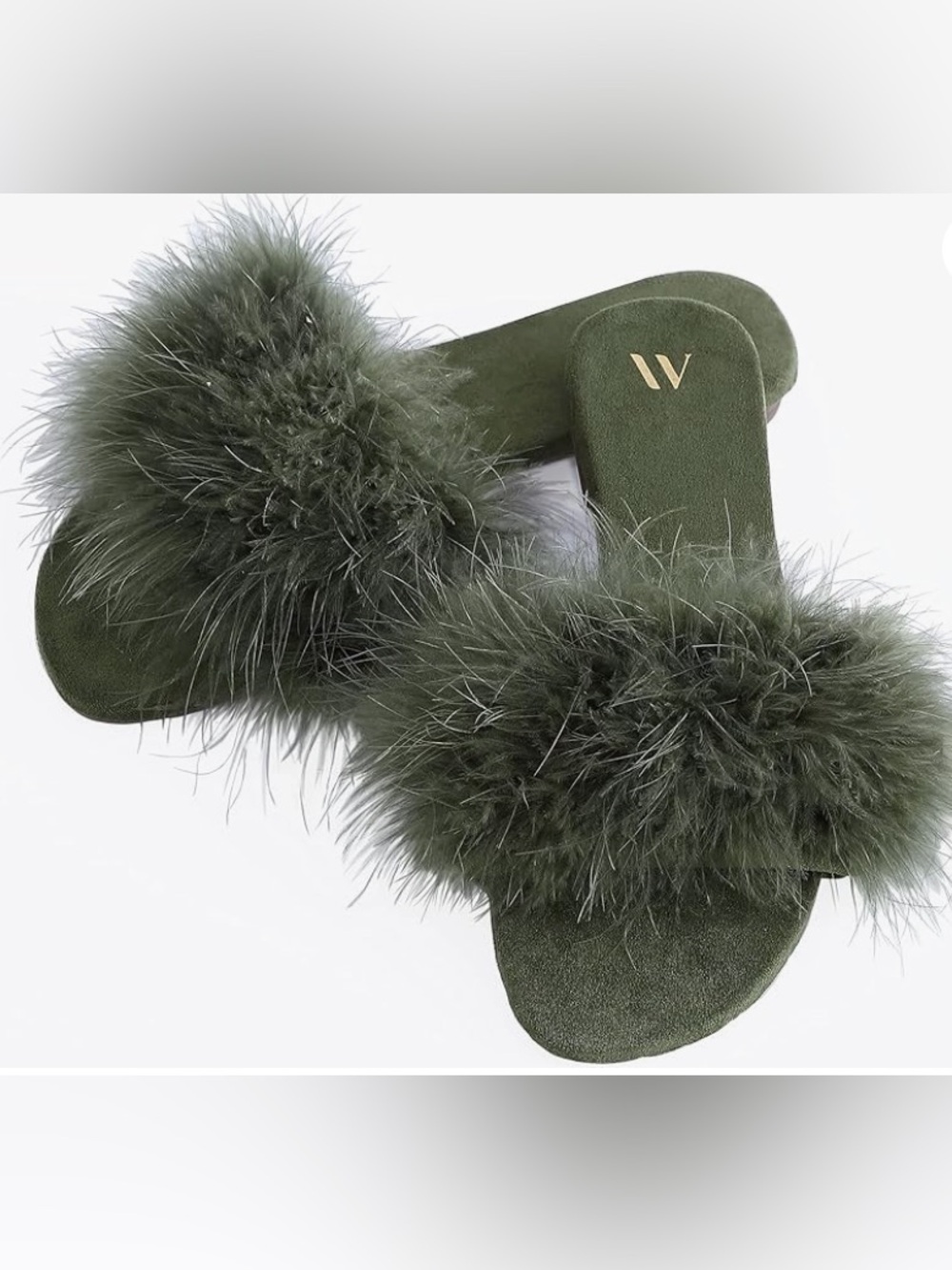 Amélie Home Green Feather House Slipper Slides NWT Sz: 9 - Picture 2 of 10